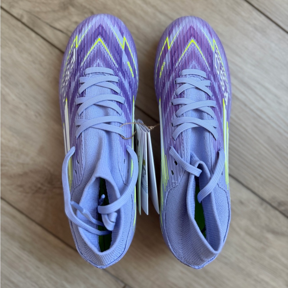 NWT Adidas F50 Sparkfusion League FG, Soccer Cleats Purple and Yellow, W 7.5